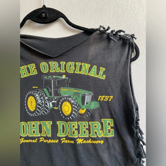 John Deere sleeveless tie cropped tee  Sz M - Picture 4 of 9